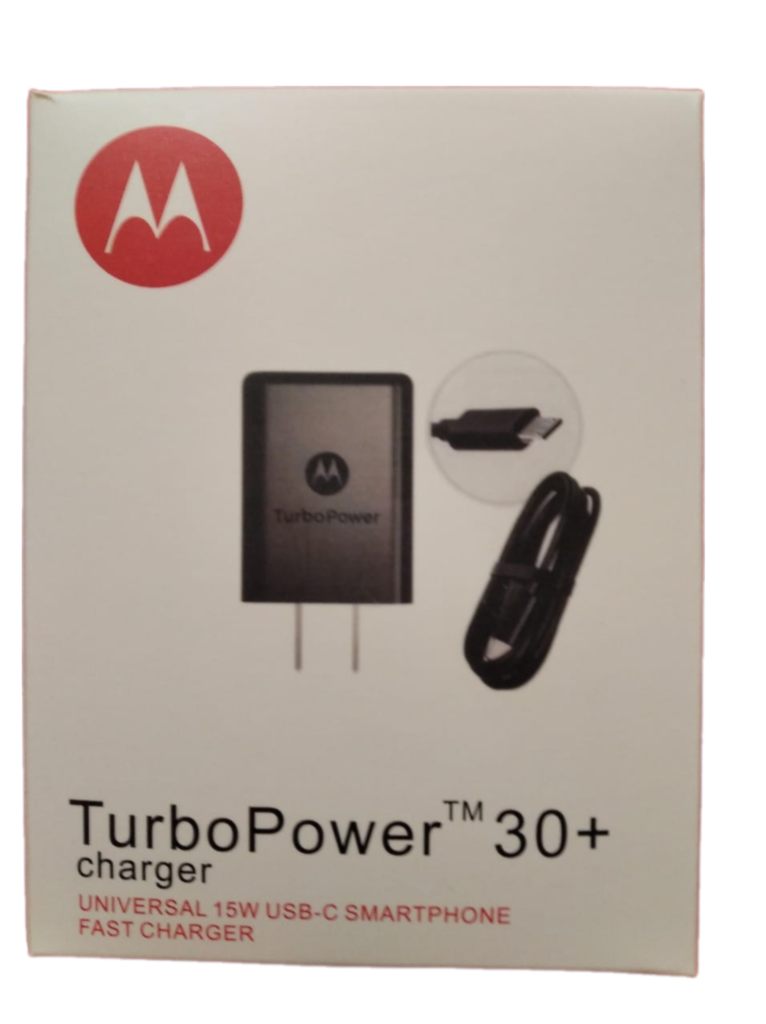 (FT-1312) CARGADOR MOTOROLA 30W CUBO "A" + CABLE "V8"