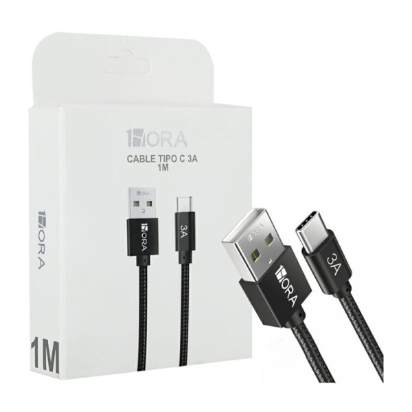 CAB262 Cable usb 1hora tipo tela de 1 metro con entrada tipo c