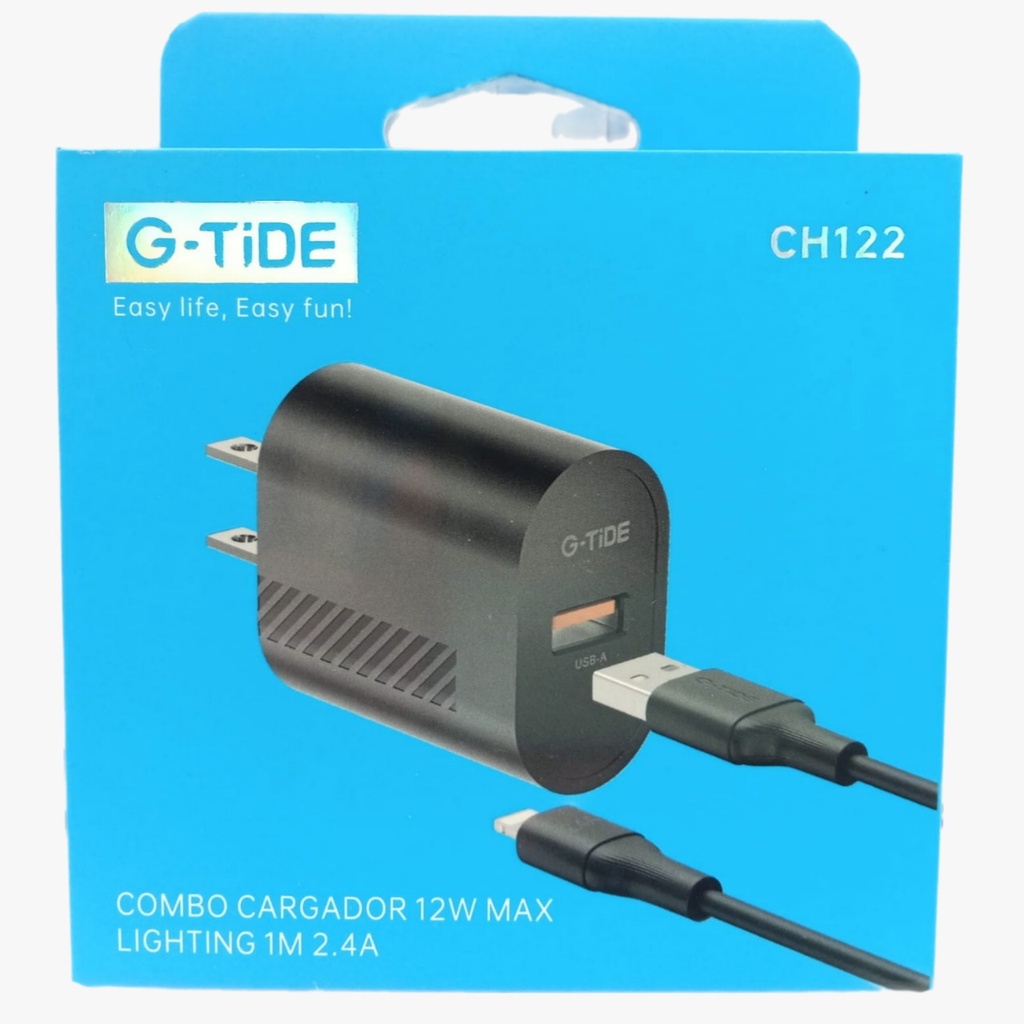 CH122 Cargador  Completo 12W USB A-Lighting 1M