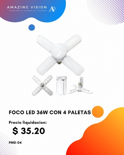 [PMD-04] FOCO LED 36W CON 4 PALETAS (PMD-04)