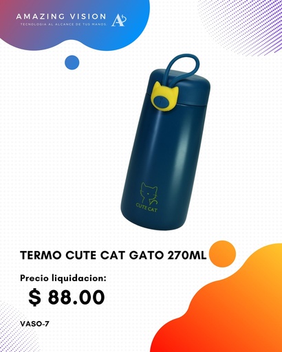 [VASO-7] (VASO-7)VASO TERMO CUTE CAT GATO 270ML