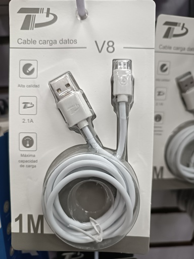 [TS-9021] CABLE V8 BLISTER CARGA RAPIDA TD 1M