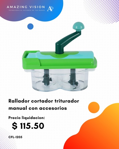 [CFL-1205] CFL-1205 Rallador cortador triturador manual con accesorios
