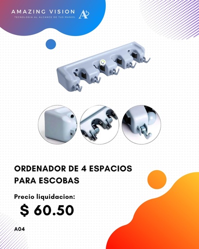 [A04] A04 ORDENADOR DE 4 ESPACIOS PARA ESCOBAS Y MAS