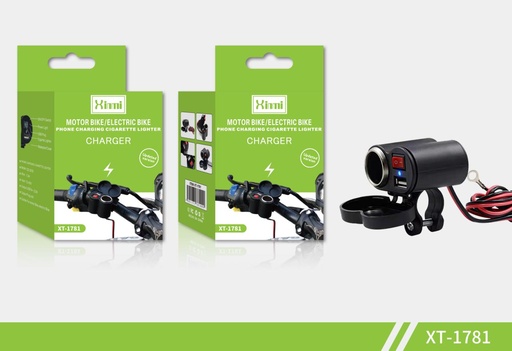 [XT-1781] XT-1781 (YF-112)CARGADOR PARA MOTOCICLETA CON ADAPTADOR PARA PLUGIN