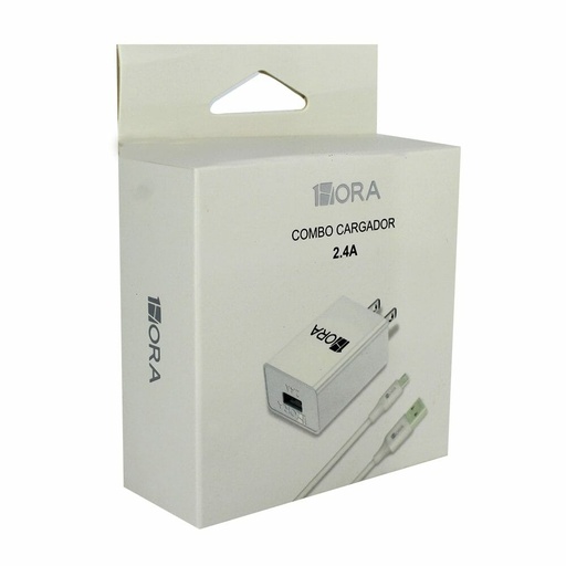 [GAR124] GAR124 CUBO Y CABLE 1HORA V8 2.4A NEGRO BLANCO