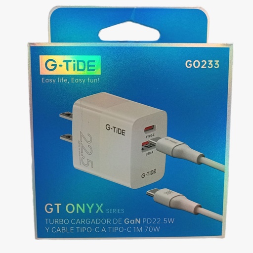 [GO233] GT ONYX GO233 Cargador Completo 22.5W  Tipo C a Tipo-C 1M