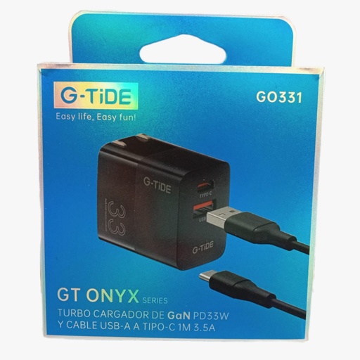 [GO331] GT ONYX GO331 Cargador Completo 33W Tipo C 1M