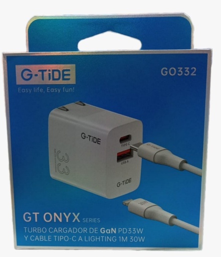[GO332] GT ONYX GO332 Cargador Completo 33W Tipo Lighting 1M(GO334)