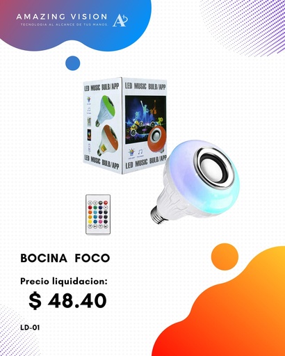 [LD-01] BOCINA BLUETOOH LED - TIPO FOCO (LD-01)